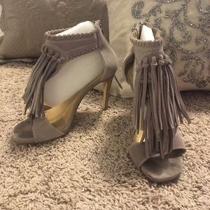 Chinese Laundry Gray Fringe Heels